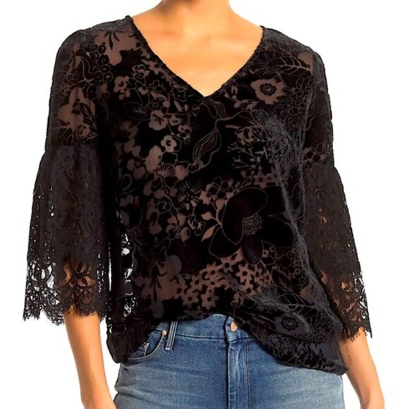 Johnny Was Velvet Burnout Lace blouse - Picture 1 of 8